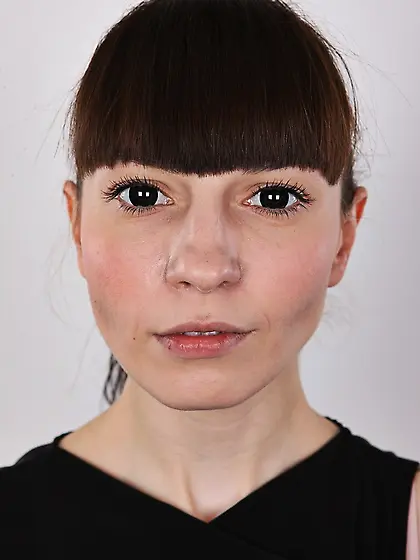 Stunning brunette slut bangs