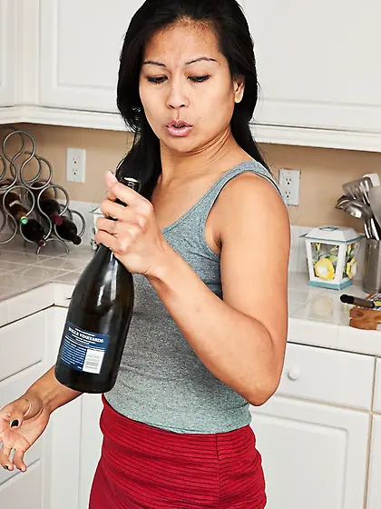 Lady enjoys glass wine