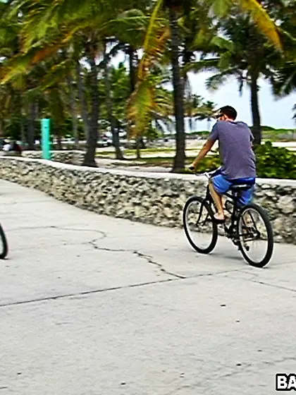 Bike rider meets stranger