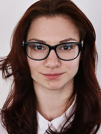 Nerdy skinny brunette big