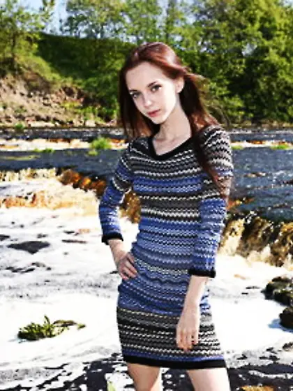 Tiny ginger sweetie likes showing off her cute shaved pussy outd