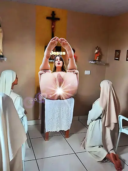 Nuns worshipping Jesus's holy boypussy