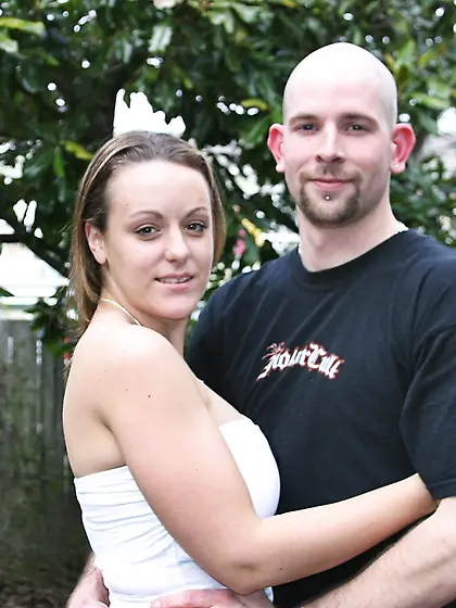 Curvaceous chick and her bald boyfriend have sex in front of the