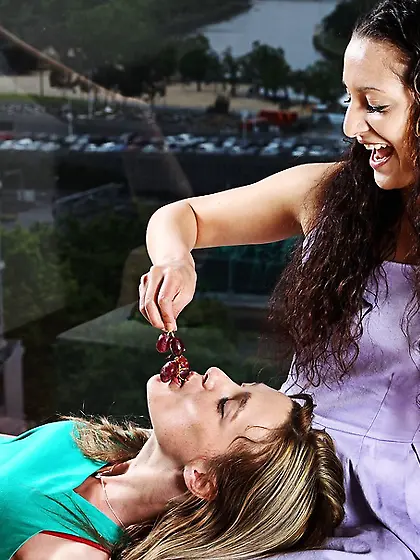 Alluring hotties violet turquoise