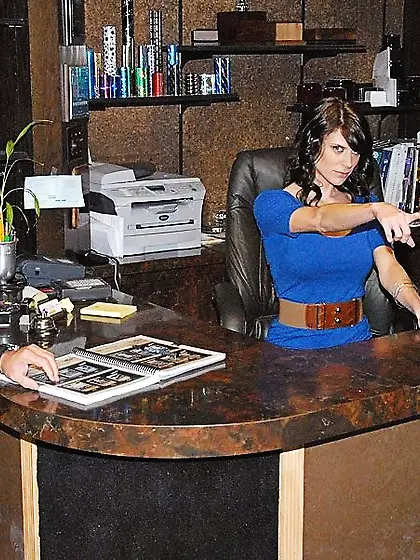 Full titted brunette doll Violet Raye has her pussy fingered and