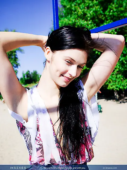 Stunning black haired teen