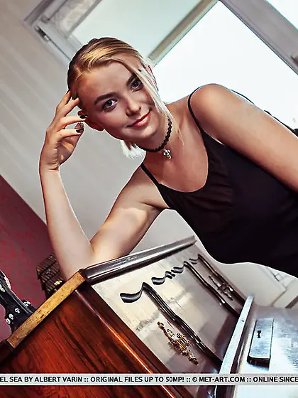 Delightful blonde wearing pink