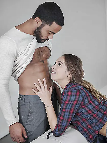 Interracial cute teen blowjob