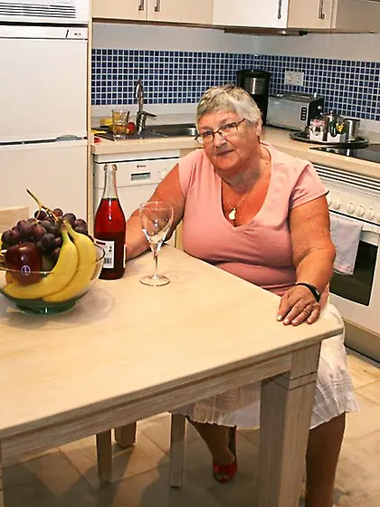 Superb platinum blonde grandma