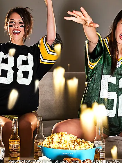 Watching footbal sexy gal