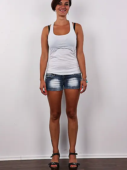 Short haired brunette red