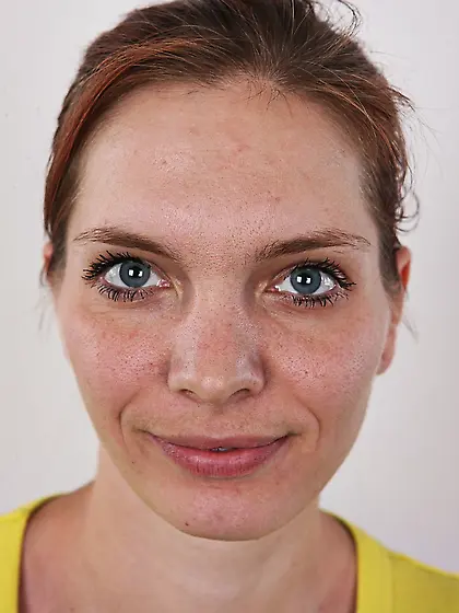 Brunette bitch ponytail white