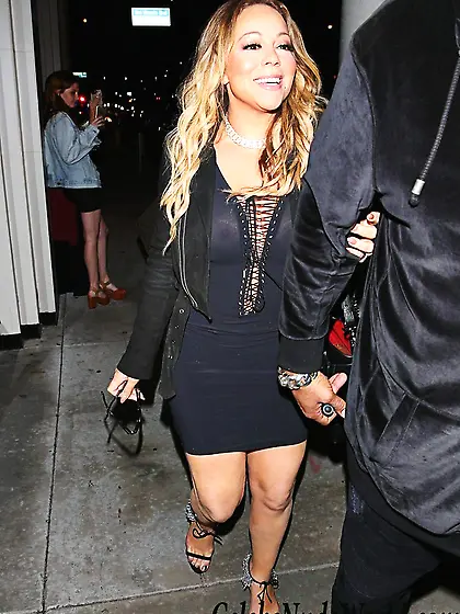 Mariah Carey Braless In See Thru Dress At Catch Restaurant