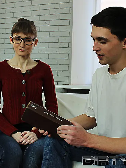 Slender bitch glasses fucked