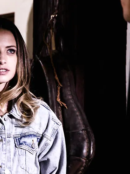 Kyler Quinn sucks one hard cock while getting fucked by another