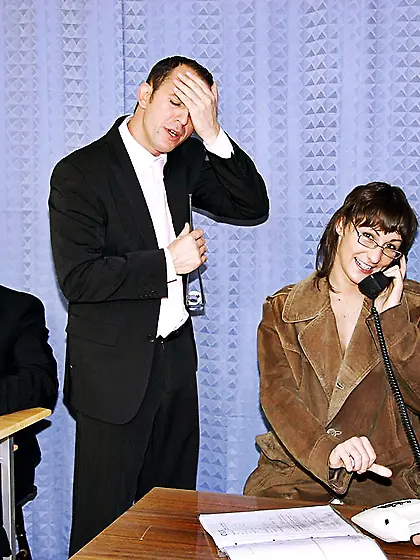 Failing secretary drenched cum