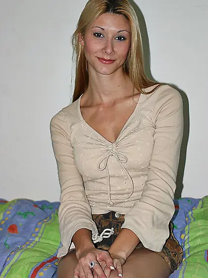 Shaved pussy doll Crystal Ray strips out of her blouse,  skirt an