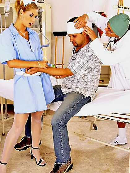 Naughty Nurse Gets Gangbanged