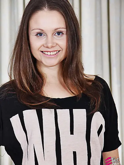 Denim shorts brunette asshole