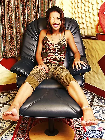 Petite ladyboy shows her cock