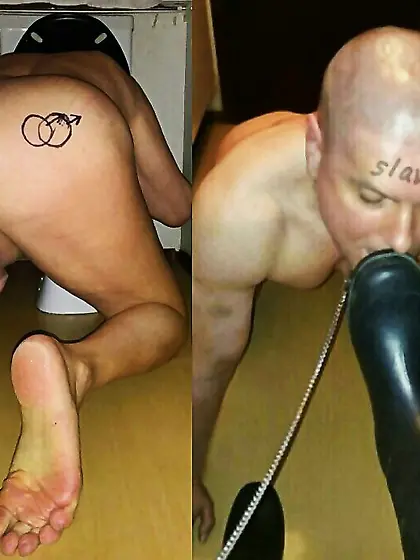 gay slave pig Andrew toilet and boot licking