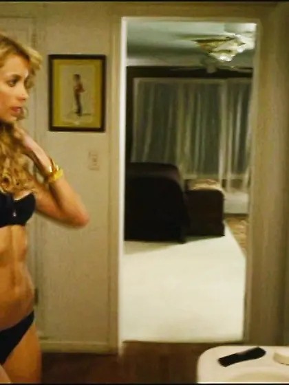 Golden blonde with curly hairs rides a dick