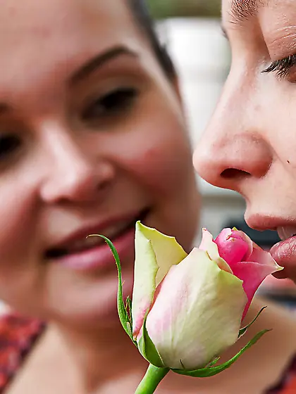 Subordination waits for slutty girl in strong arms of lesbian pa