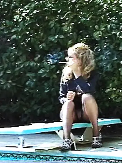 Lovely blonde darling loves to smoke by her...