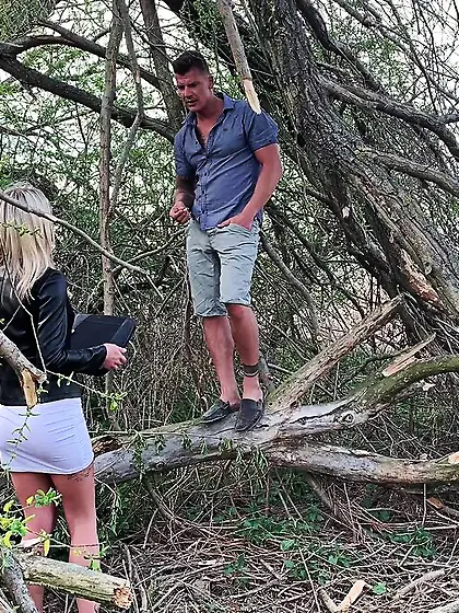 Blonde power fucked outdoor