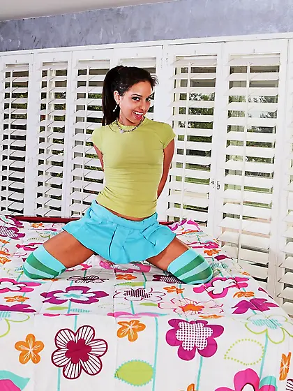 Petite brunette green socks