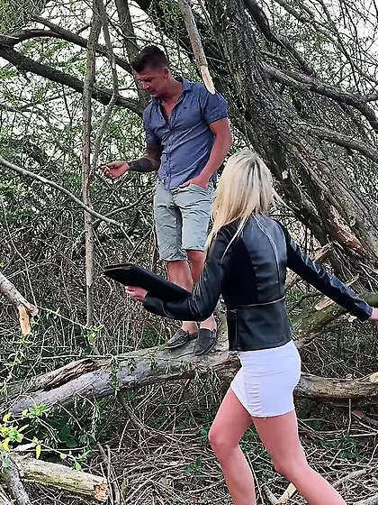 Blonde gets fucked hard outdoor