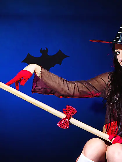 Sexy babe takes white