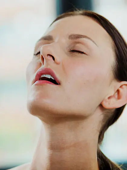 Redhead slim body moans