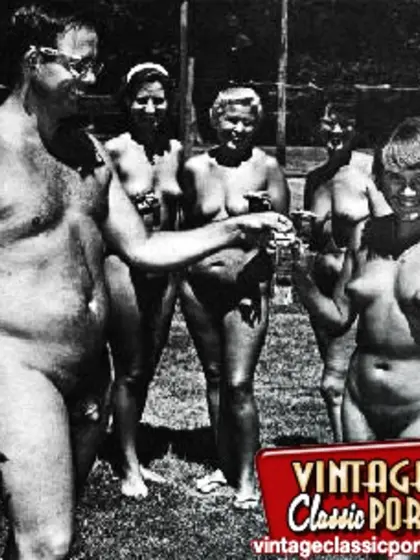 Vintage nudist fully naked