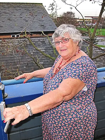 Admirable platinum blonde grandma