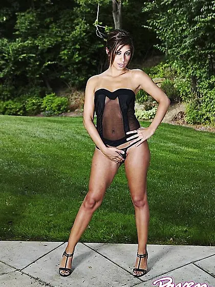 Latina hottie Raven Riley strips out of her black lingerie and s