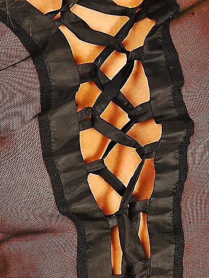 Petite broad in black lingerie shows off her sex appeal and gets