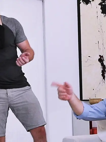 Strong guy performs hot