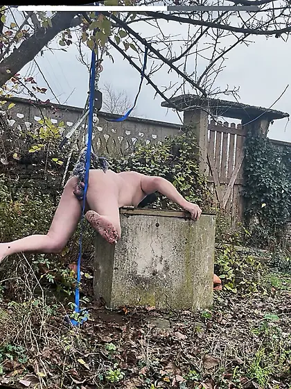 Slave Peths hung by balls