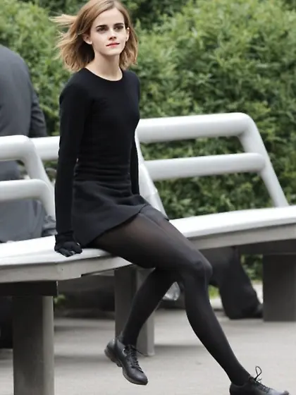 Emma Watson, cum for Emma in stockings/pantyhose