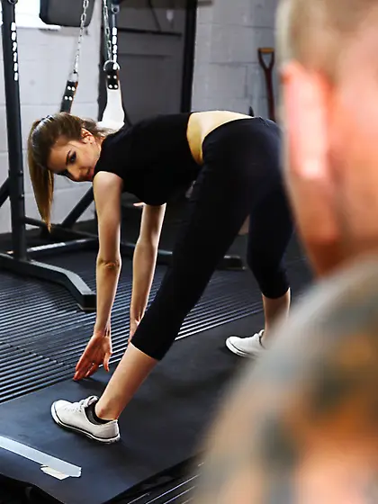 Cute skinny babe exercises