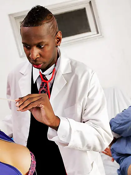 The black doc is mercilessly exploring busty blonde Sarah Vandel