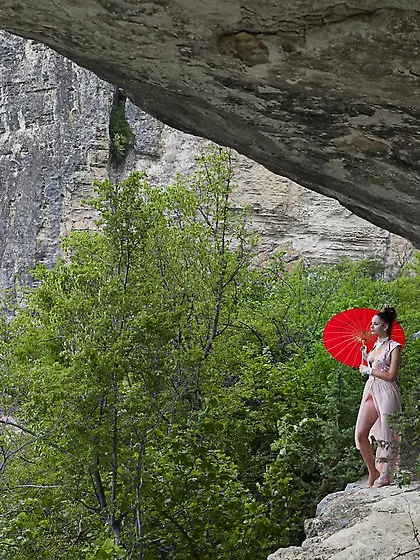 Sensual redhead chick Red Fox takes off her vintage dress and sh