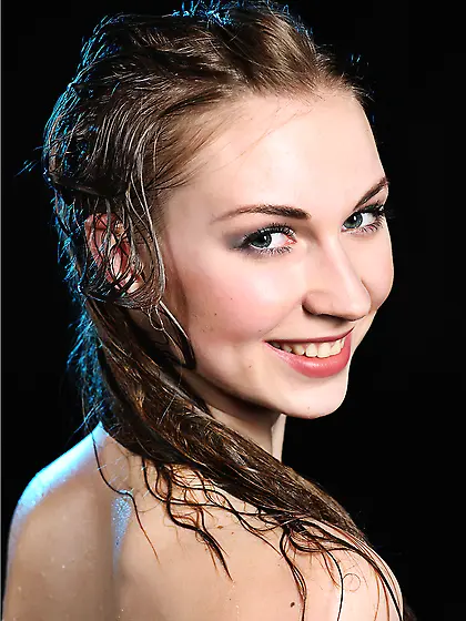 Horny brunette babe Annett A is rolling on the floor in sexy hot