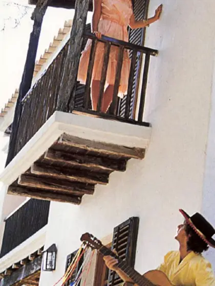 Seventies man giving serenade