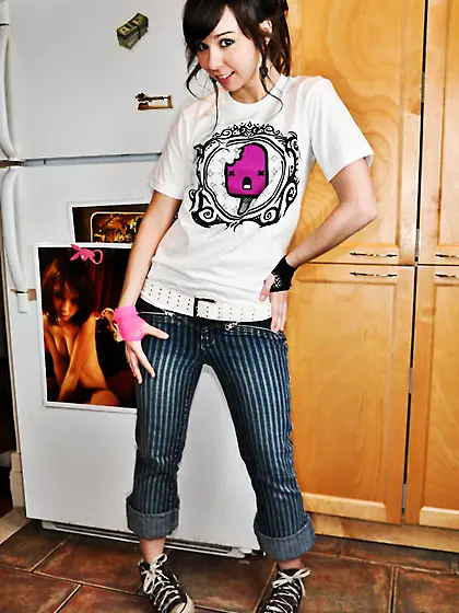 Extremely naughty Ariel Rebel drinks milk and cream in a very se