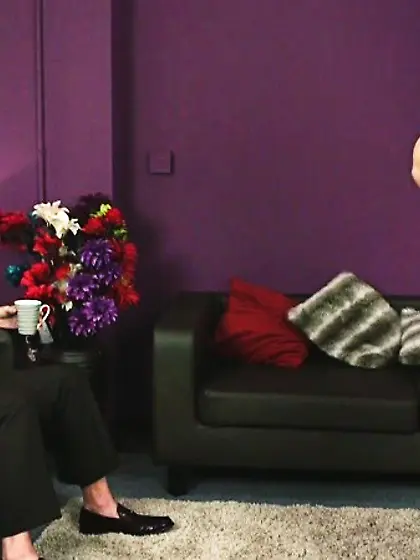 Naughty blonde sucks older