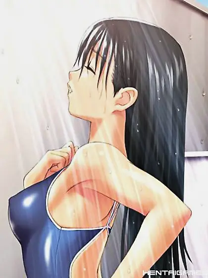 Curvy cartoon girl taking a hot shower