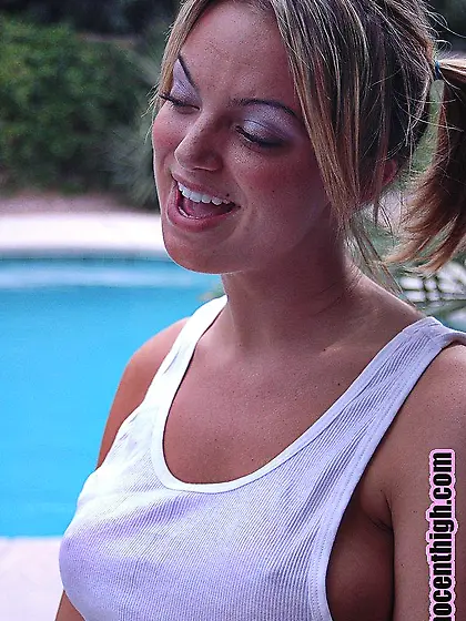 Pigtailed hottie Jessi Summers with fine boobs and tight shaved