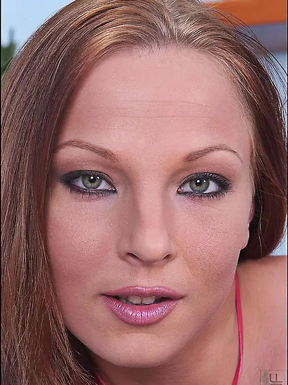 Red haired slut Pinky bares her crimson lingerie and saddles a f